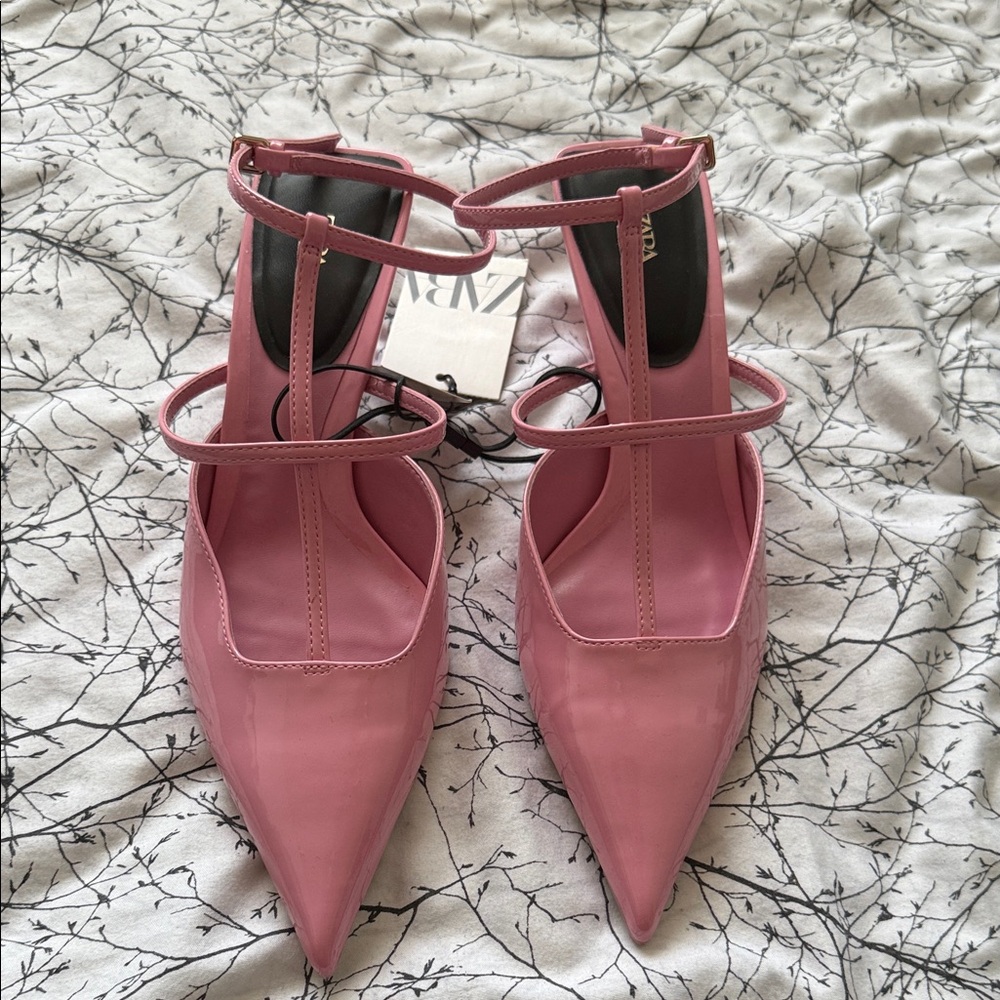 Zara Strappy Pink Pointed Heels